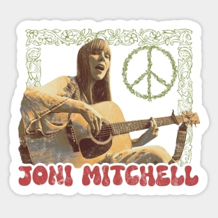 Joni Mitchell Vintage Flower Power Fanart Style Design Sticker